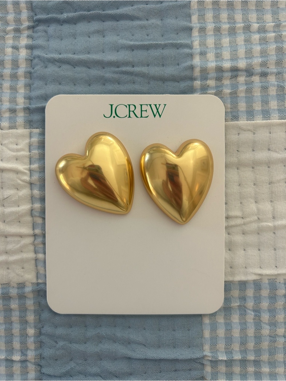 J.Crew Shiny Gold Heart Earrings
